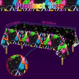 APUXXJUPA 4 Pack Glow in the Dark Tablecloths, Neon Table Covers for Let's Glow Party Decorations Black Light Birthday Party Supplies, 130 x 220 cm