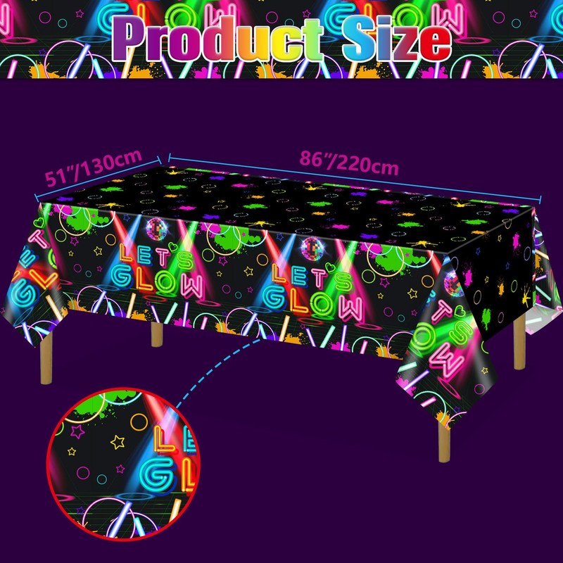 APUXXJUPA 4 Pack Glow in the Dark Tablecloths, Neon Table