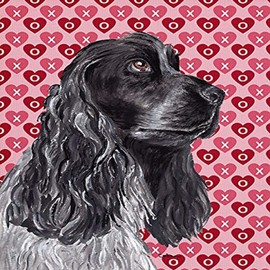 Caroline's Treasures SC9554GF Black Cocker Spaniel Hearts and Love Garden Flag Mailbox Flag Decorative Yard Flag Banner Outside Patio Artwork Yard Flower Beds, Garden Size, Multicolor