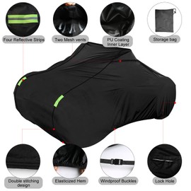 Waterproof Full Cover Replace for Can-Am Ryker 600 900 Sport, 420D Oxford Heavy Duty All Weather Cover with Reflective Strips for Sun Snow Rain Dust Protection