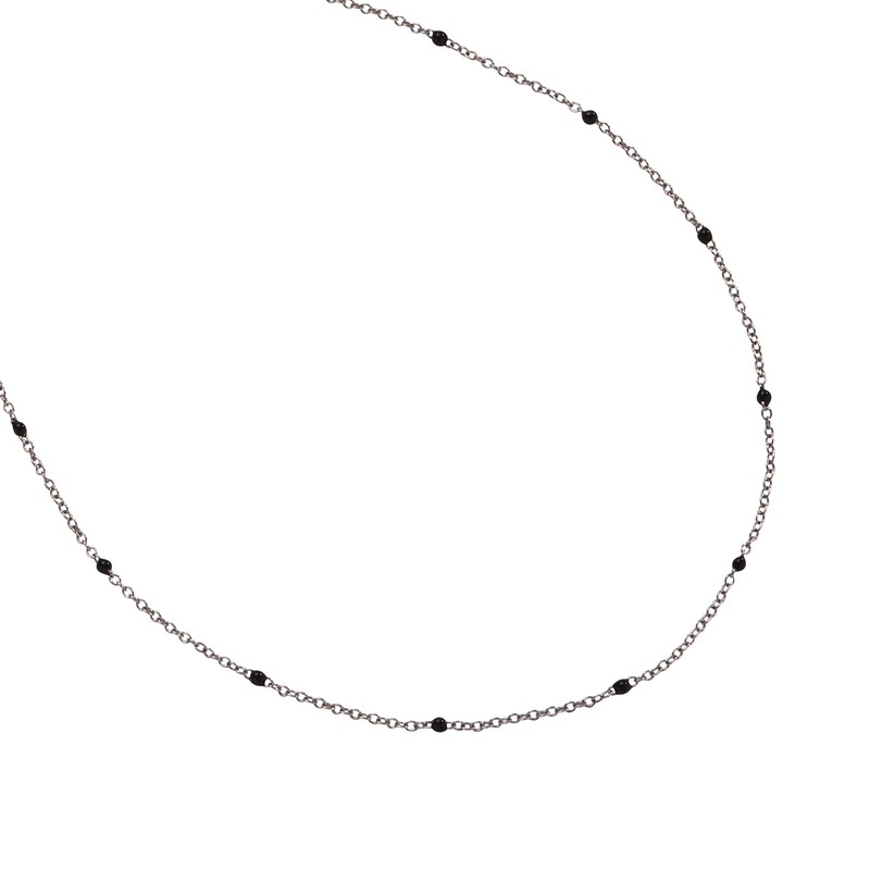 Alex and Ani Enamel Black Dot Chain Necklace