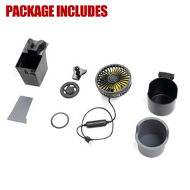 Mabett Multi-Function Cubby Insert Set for Ford Maverick 2022-2024 Accessories, Dash Mount Electric Fan Cup Holder Storage Box Kit (Phone Holder+Fan+Cup Holder)