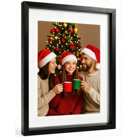 AceList 11x14 Floating Frames, Double Plexiglass Wood Picture Frame, Display Any Size Photo up to 11x14 photos for Desktop or Wall Hanging, Black