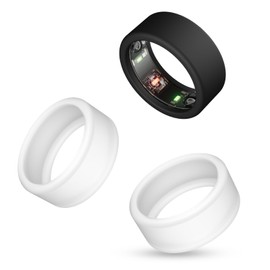 MUUPEG Silicone Ring Cover Compatible with Oura Ring Protector, Elastic Case for Oura Smart Ring Gen 3, Oura Ring Generation 3 Sleeve for Working Out (2 White + 1 Black, S)