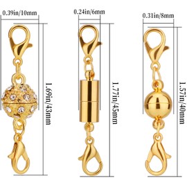 LUTER 12Pcs Locking Magnetic Jewelry Clasp Magnetic Lobster Clasp Necklace Clasps and Closures Bracelet Extender for Jewelry Making (Gold and Silver)