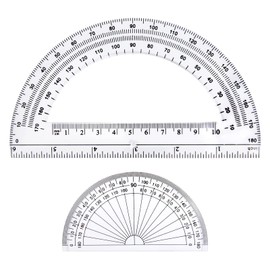 180 Degree Protractor, Plastic Geometry Goniometer, Transparent Angle Measuring Tool for School and Office, 15 cm and 10 cm (Pack of 2)