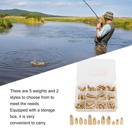 OUKENS 46pcs Fishing Brass Sinkers Weights Kit, Fishing Sinker Weights, Tackle Sinkers with Box for Freshwater Saltwater Bass Fishing