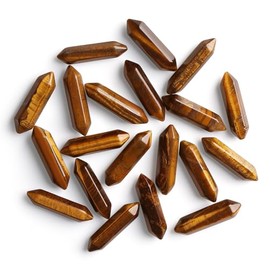 GUJOXILA 10pcs Tiger's Eye Healing Crystals Stone Bar Gemstones Sets Hexagonal Crystal Column Bulk Hexagonal Point Tower Reiki Meditation Spiritual Chakra Protection Energy Balancing