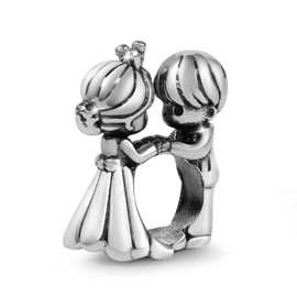 GNOCE Prince and Princess Charms Bead Sterling Silver Fit Bracelet/Necklace Gift for Women Girls Daughter, Silver