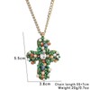 Cross Necklace For Women, Green And White Small Bead Decoration