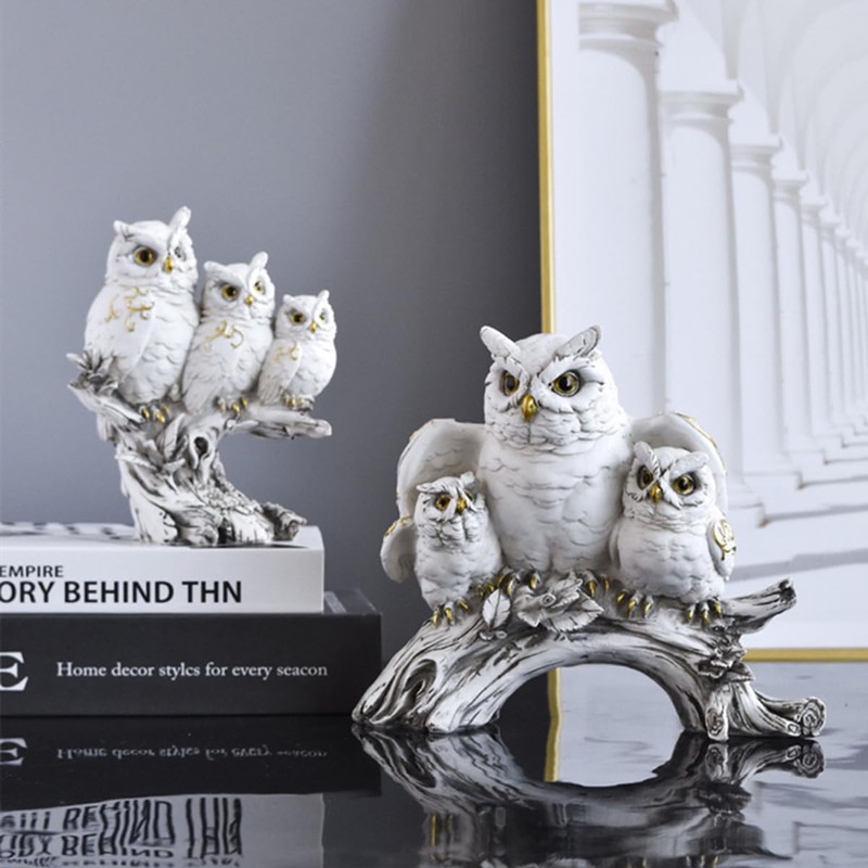 Owl Figurines,Cute Owl Statue,Small Decor Items,Sculpture Ornament for Home Office