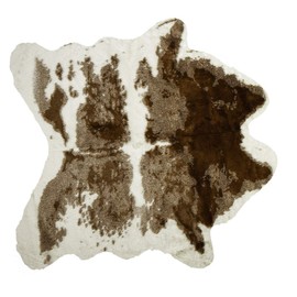 Luxe Faux Fur Cowhides Soft Low Pile Durable Fade-Resistant Shed-Free Animal-Free Faux Cowhide Area Rug | 4-1/4 ft x 5 ft, Cow Print Brown + White