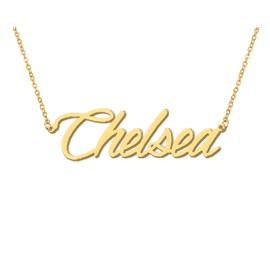 Aoloshow 18k Gold Plated Chelsea Name Pendant Necklace Womens Script Nameplate Necklaces Stainless Steel Jewelry New Mom