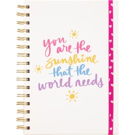 Dayna Lee Collection 6x8 Wirebound Hard Cover Notebook, 200 Pages, Acid-Free Ruled Sheets, Elastic Band, You are The Sunshine