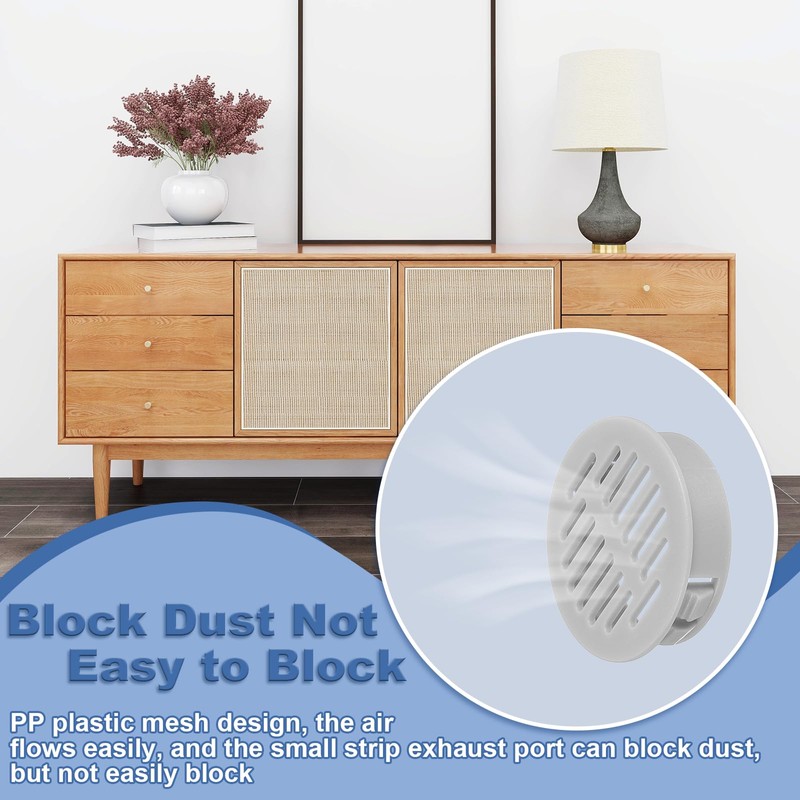 uxcell Round Soffit Vents 1 inch, 32Pcs Light Grey Plastic