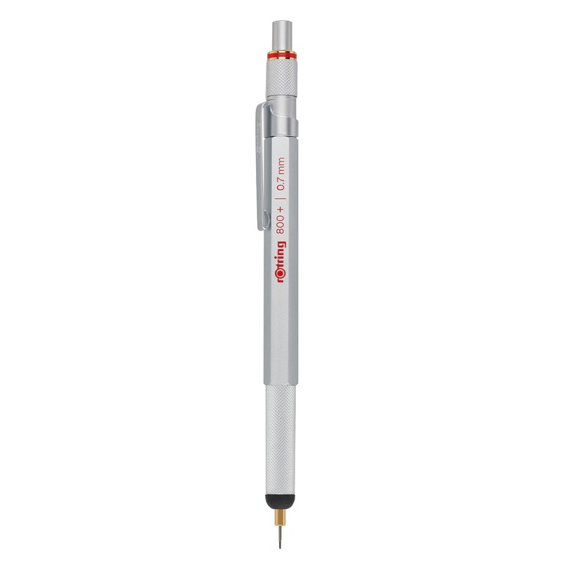 rOtring 800+ Mechanical Pencil and Touchscreen Stylus, 0.7 mm, Silver