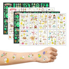 20 Pcs Easter Temporary Tattoos, Easter Temporary Luminous Tattoo Stickers Decorations In Boys And Girls, Used for Egg, Easter Party Bag Stuffing