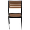 Flash Furniture Lark Outdoor Stackable Side Chair with Faux Teak