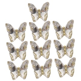 Ipetboom Shiny Nail Art Charms Crystal Butterfly Shapes 10 Pack Perfect for DIY Manicure