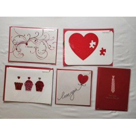 Papyrus Valentines  Assorted Cards 5pc NEW