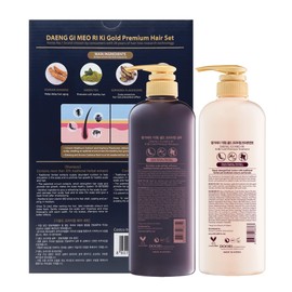 Daeng Gi Meo Ri - Ki Gold Premium Shampoo 26.3 FL OZ and Treatment 26.3 FL OZ Blue Box Set, Promotes Healthy Hair Growth, Scalp Stimulant, Prevents Hair Loss, Box Color may vary(red, blue, gold).
