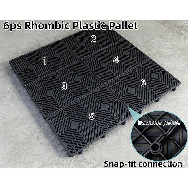 6 Pcs Heavy Duty Plastic Floor Pallets, 23.6x11.8x1.18 Inch Lightweight