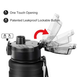 Zounich Sport Water Bottle BPA-Free Leak-Proof Water Bottle 380 ml/500 ml/700 ml/1 Litre Plastic Suitable for Jogging, Biking, Children’s School, Open with One Hand Water Bottle Filter