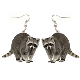 MALOYANVE Funny Animal Earrings Acrylic 3D Lifelike Novelty Quirky Lovely Farm Pet Lightweight Dangle Earrings Jewelry Gifts for Women (Raccoon)
