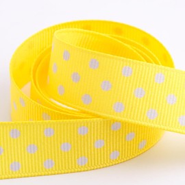 Polka Dot Grosgrain Ribbon 15mm x 10 Metres - Yellow