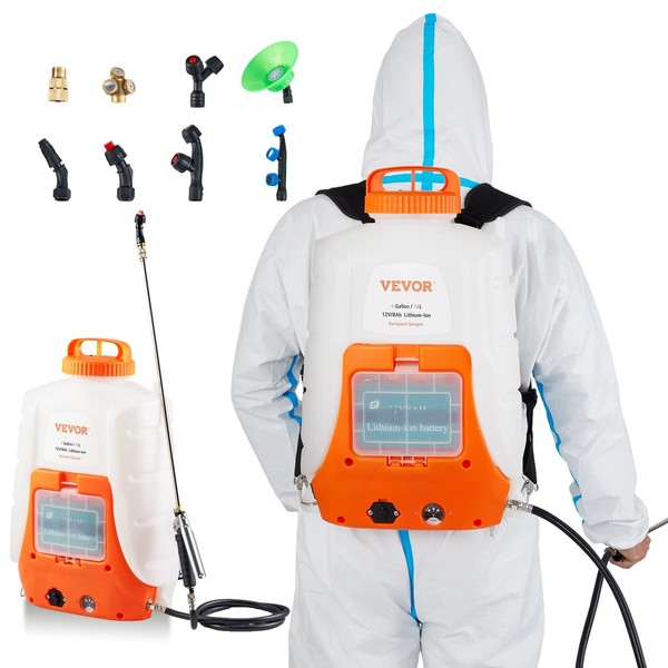 VEVOR Battery Powered Backpack Sprayer, 0-90 PSI Adjustable Pressure, 4