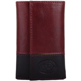 Mens Soft Leather Tri-Fold RFID Protected Wallet with Key Clips - Wine/Black