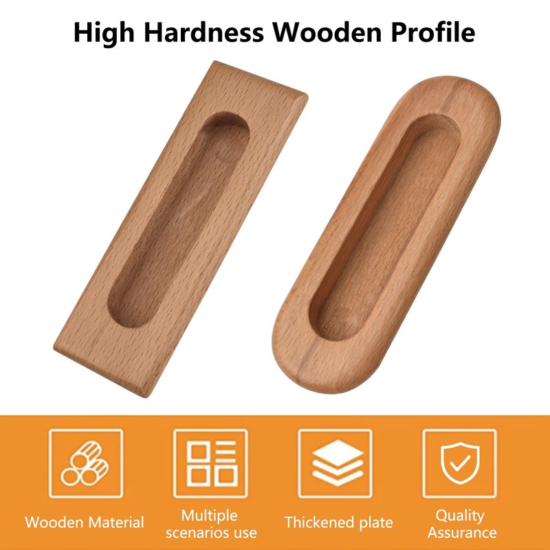 MOROBOR 2PCS Rectangular Wood Recessed Concealed Handle, Embedded Design Sliding
