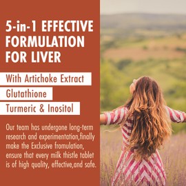 Nature's Key Milk Thistle 500mg Liver Supplement,30:1 Extra Strength 80% Silymarin | 5- in-1 Liver Cleanse Detox & Repair Formula with Artichoke, Glutathione, Inositol & Turmeric-60 Tablets