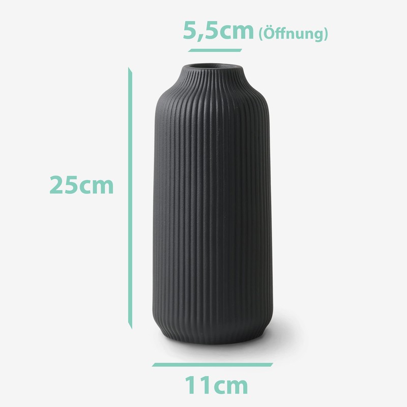 flature Ceramic Vase with Grooves, Large Decorative for Pampas Grass