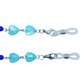 GoOpticians Blue Beaded Heart Women's Traditional Fasten Glasses Cord Necklace Glasses Cord Spectacle Chain