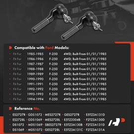 A-Premium Set of 4, Front Inner Outer Tie Rod End Kit, Compatible with Ford F-250 F250 1985-1994, 4WD