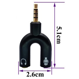 AAOTOKK 3.5mm Headphone Y Splitter Adapter Gold Plated 4 Pole 3.5mm Male to 3.5MM Headphone+Microphone (MIC) Female Plugs Audio Stereo Converter(2-Pack)