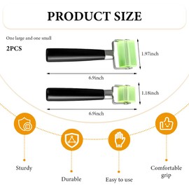 Wevdn 2 PCS Sound Deadening Car Seam Roller, Silicone Car Sound Deadening Application Wheel Roller, Seam Roller Equipped Smooth Handle for Heat Insulation Mat Wallpaper Application (Green-Large+Small)