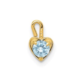 Unbranded 14K Yellow Gold March Simulated Birthstone Heart Charm