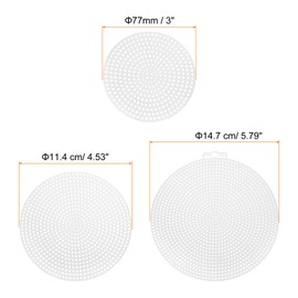 HARFINGTON 30Pcs Round Plastic Canvas Mesh Sheets 3", 4.53", 5.79" Circle Blank Canvas Shape Mesh Mat White for Embroidery Knit Crochet Crafting Needlework