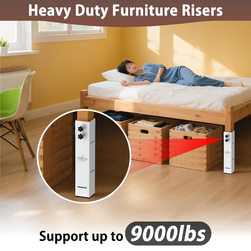 Fixirons 4 Pcs Carbon Steel Dorm Bed Risers 3.15" Diameter