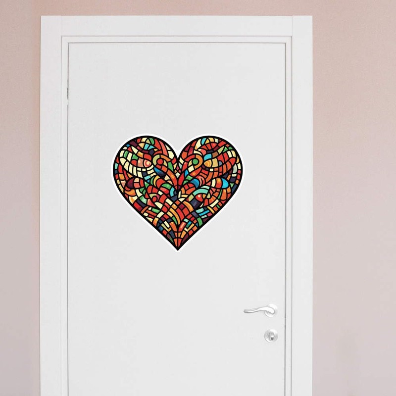 Extra Large 460mm 'Stained Glass Heart' Permanent Sticker Decal for