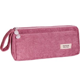 UICerland Large Pencil Case Corduroy Fabric Pencil Case for Girls Teenagers Pencil Case Pencil Bag School Pencil Case for School Office, pink, leisure