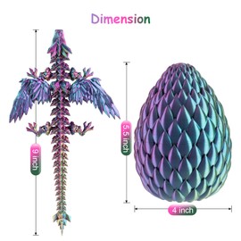 Dxldfks 3D Printed Dragon with Egg, Articulated Crystal 9" Winged Dragons and 5.5" Eggs for Easter Basket Stuffers Home Office Decoration Gift, PurpleYellowBlue