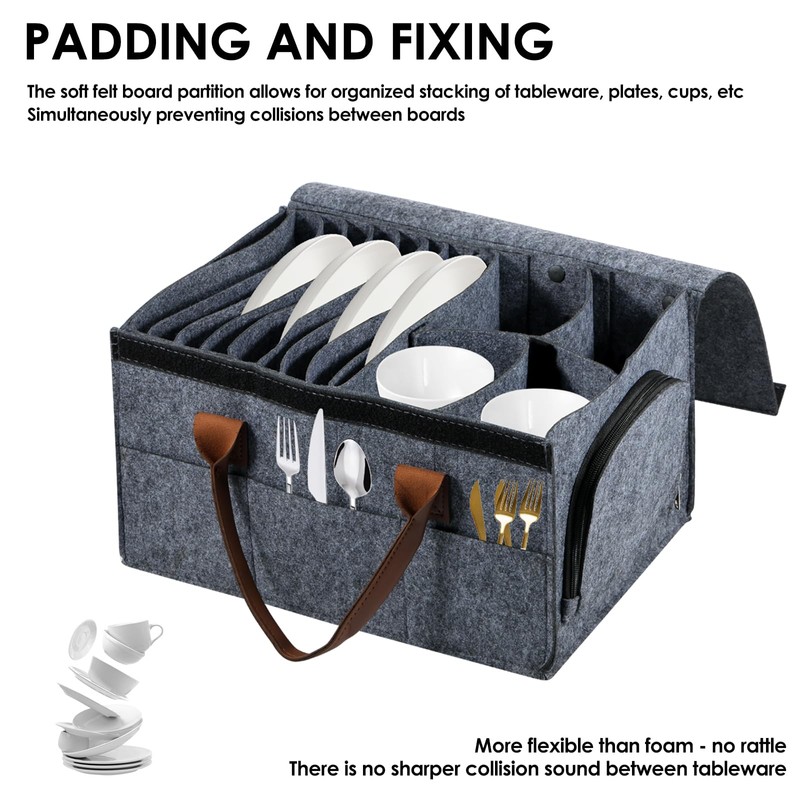 Felt Plate Storage Box Caravan Plate Holder with Cup Holder