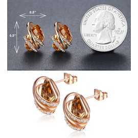 Leafael Wishstone Crystal Stud Earrings for Women, Birthstone Crystal Earrings with Healing Stones, Silver-tone or Rose Gold Earrings, Allergy-Free Jewelry for Women with Gift Box