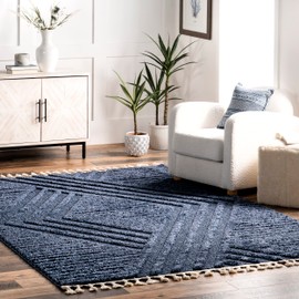 nuLOOM Risette Solid 4x6 Shag Area Rug for Living Room Bedroom Dining Room Nursery, Blue