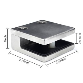 DBOO Glass Clamps 4 x Large 2.17" Stainless Steel 316 Square Glass Clamp 10-12mm Adjustable Glass Bracket Flat Back Balustrade Staircase Handrail