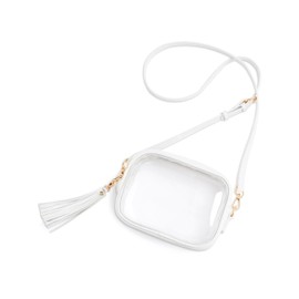 Yarnic Clear Bag Stadium Approved, PVC Clear Crossbody Purse Small Clear Crossbody Bag with Adjustable Shoulder Strap (Pure White)