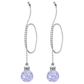 PATIKIL 21 Inch Ceiling Fan Pull Chain Extender Sets, 2 Pcs Crystal Ice Crack Ball Beaded Ball Fan Pull Chain with Ball Chain Connector, Purple